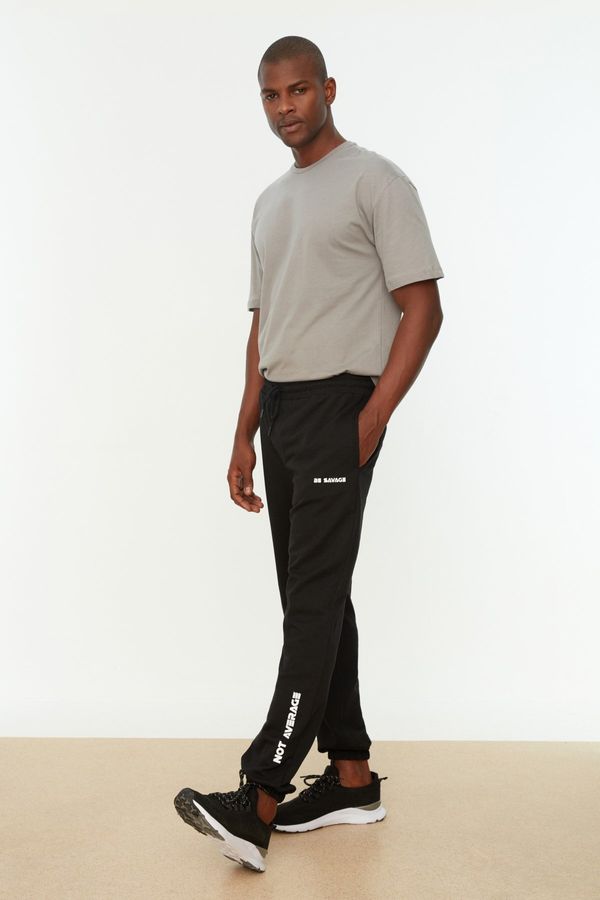 Trendyol Trendyol Black Regular/Normal Fit Elastic Leg Laced Text Printed Sweatpants