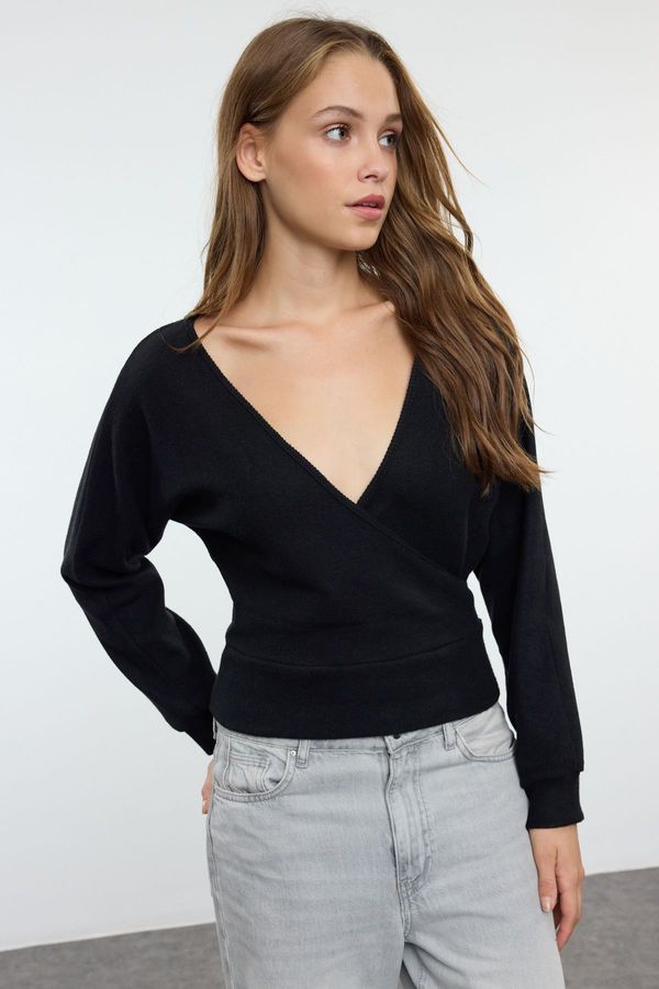 Trendyol Trendyol Black Regular/Normal Fit Fitted Ribbed Stretchy Knitted Blouse