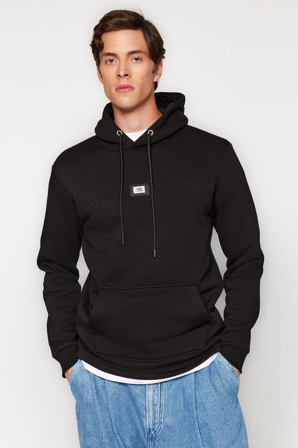 Trendyol Trendyol Black Regular/Regular Fit Hooded Long Sleeve Sweatshirt