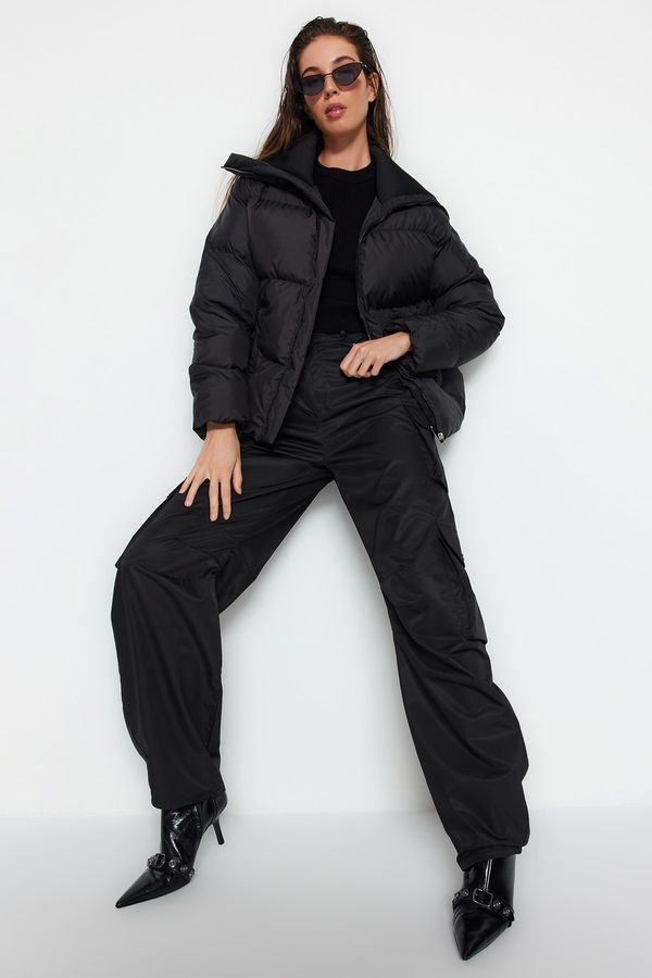 Trendyol Trendyol Black Rib Detailed, Water-repellent Inflatable Coat