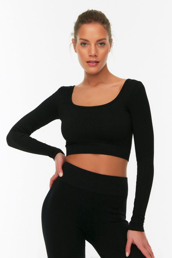 Trendyol Trendyol Black Seamless/Seamless Crop Extra Stretchy Knitted Sports Top/Blouse