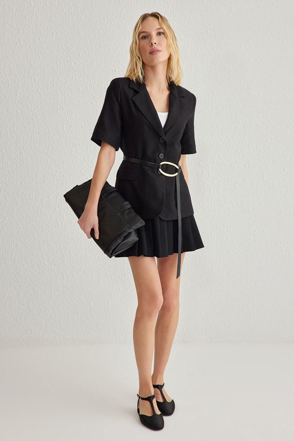 Trendyol Trendyol Black Short Sleeve Beltless Blazer Jacket