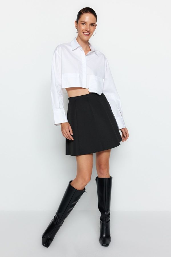 Trendyol Trendyol Black Skater Mini Knitted Skirt