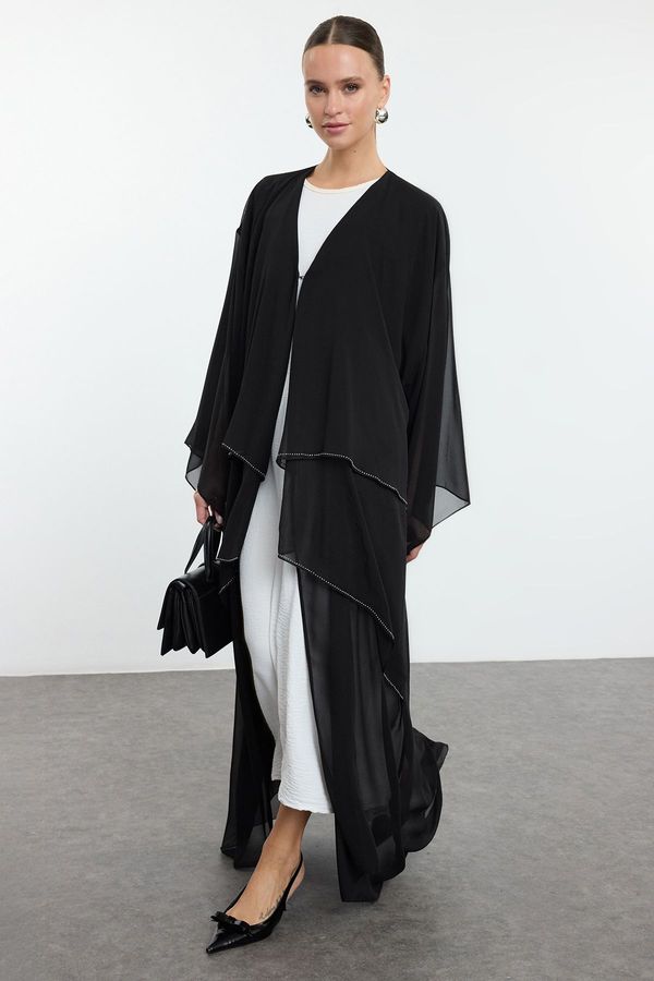 Trendyol Trendyol Black Skirt Layered Stone Detailed Woven Cape & Abaya & Abaya