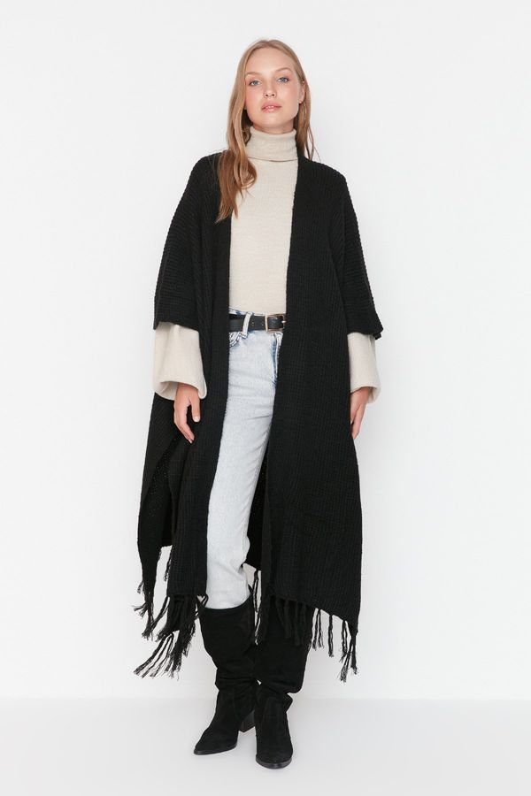 Trendyol Trendyol Black Skirt Tassels Long Knitwear Cardigan