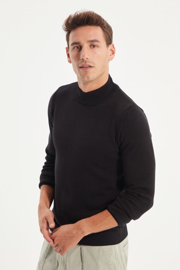 Trendyol Trendyol Black Slim Fit Half Turtleneck 100% Cotton Basic Sweater