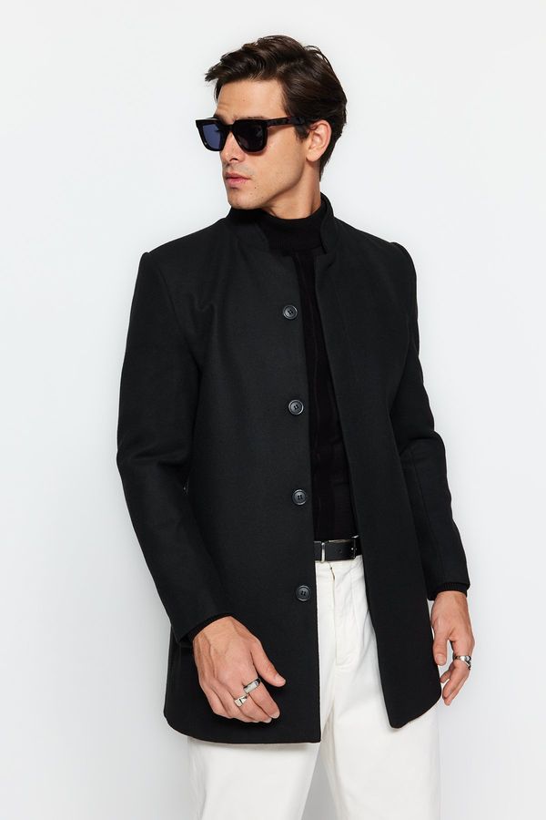 Trendyol Trendyol Black Slim Fit High Neck Cachet Coat