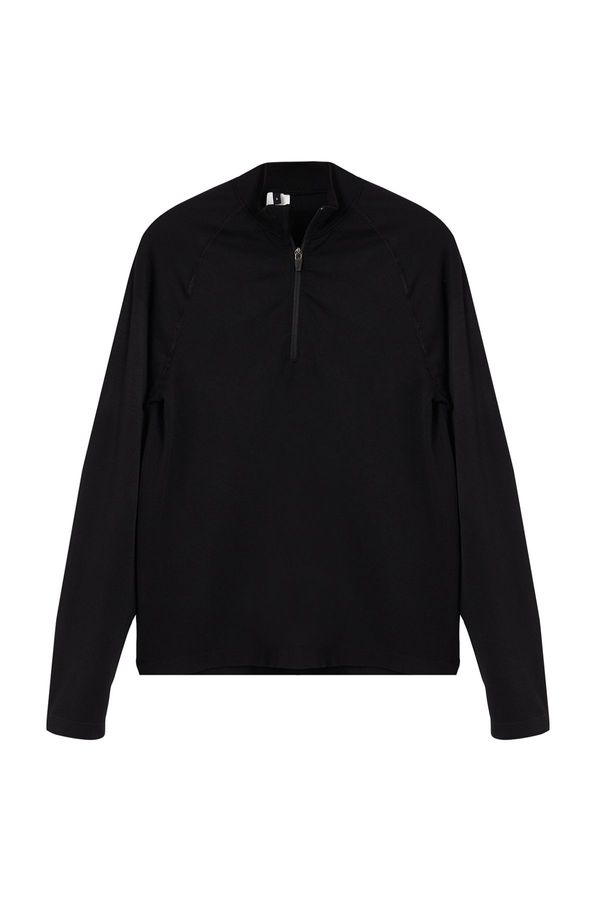 Trendyol Trendyol Black Slim Fit Zippered Sweatshirt