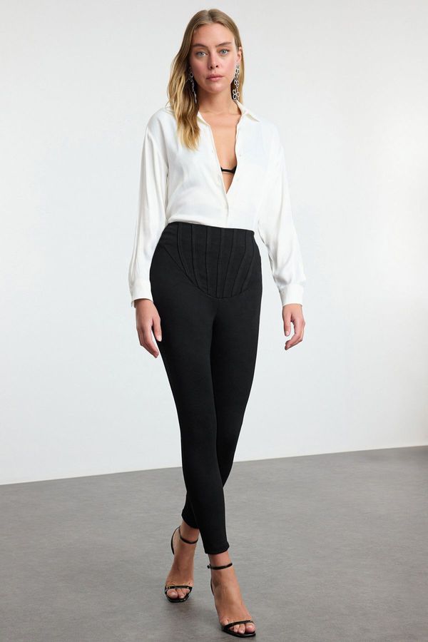 Trendyol Trendyol Black Slimming Effect Corset Look Stylish Trousers