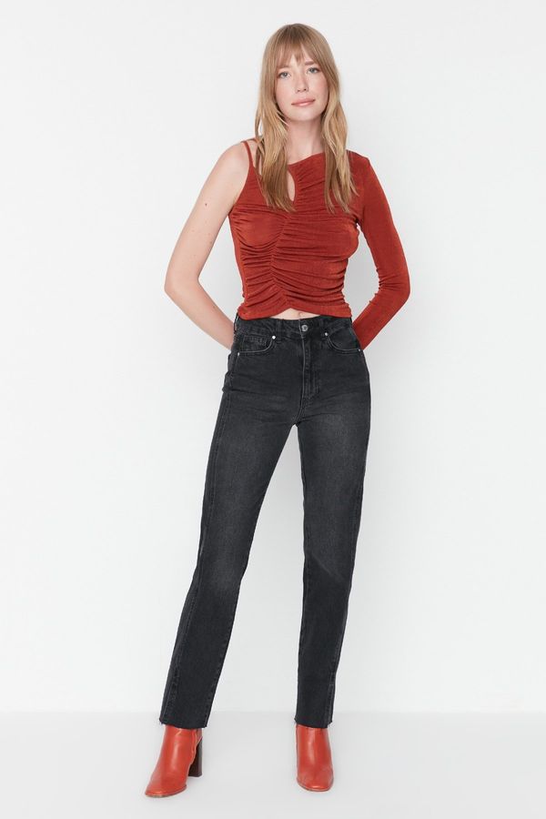 Trendyol Trendyol Black Slit High Waist Bootcut Jeans