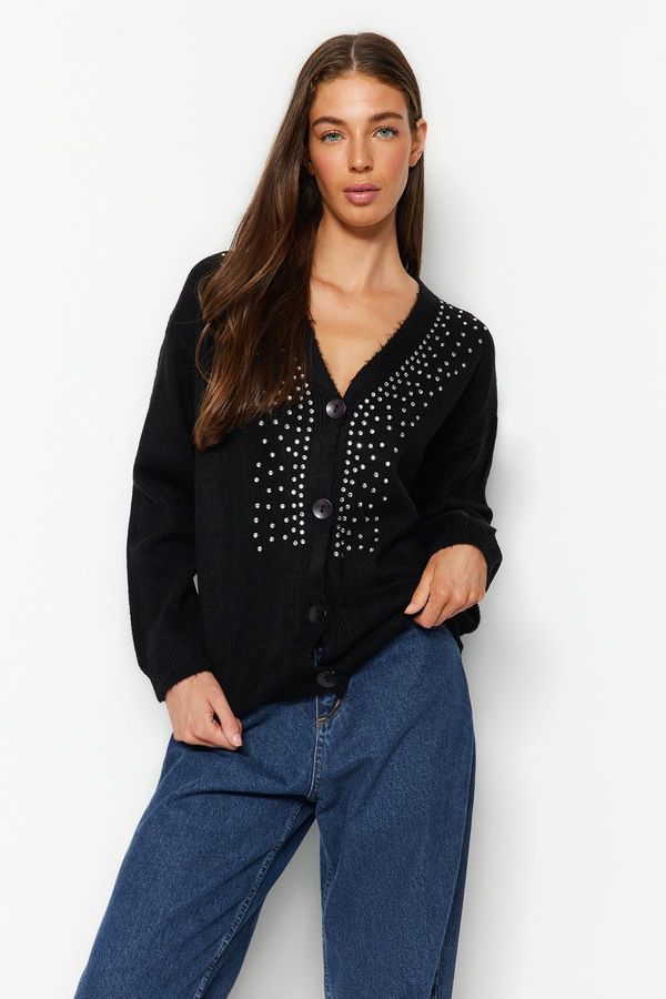 Trendyol Trendyol Black Soft Textured Basic Knitwear Cardigan