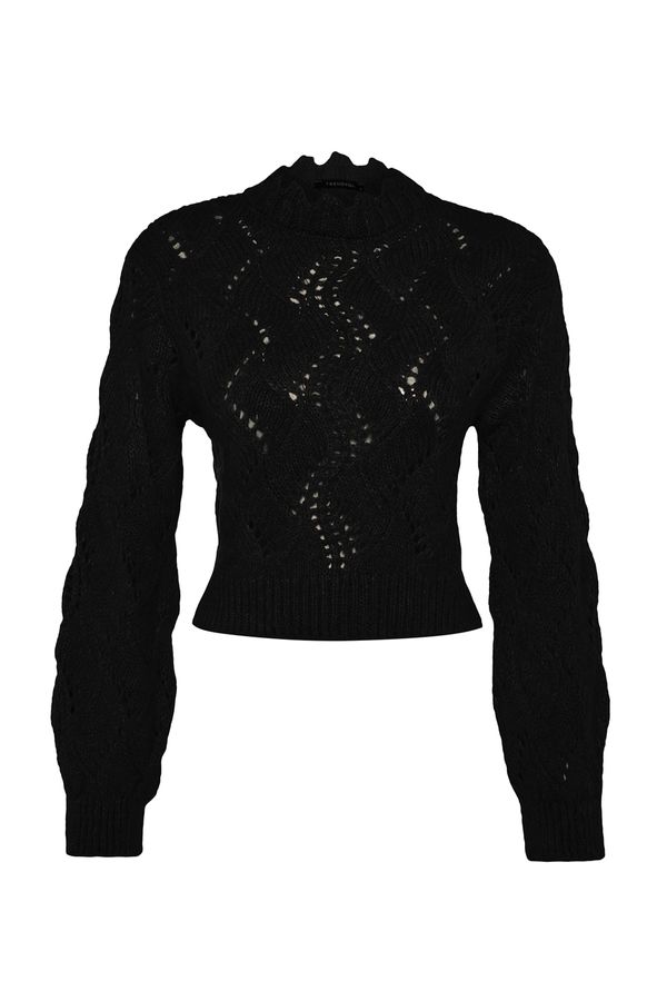 Trendyol Trendyol Black Soft Textured Openwork/Perforated Knitwear Sweater