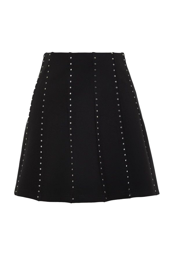 Trendyol Trendyol Black Stone Accessory Mini Skater/Knitted Waistcoat Knitted Skirt