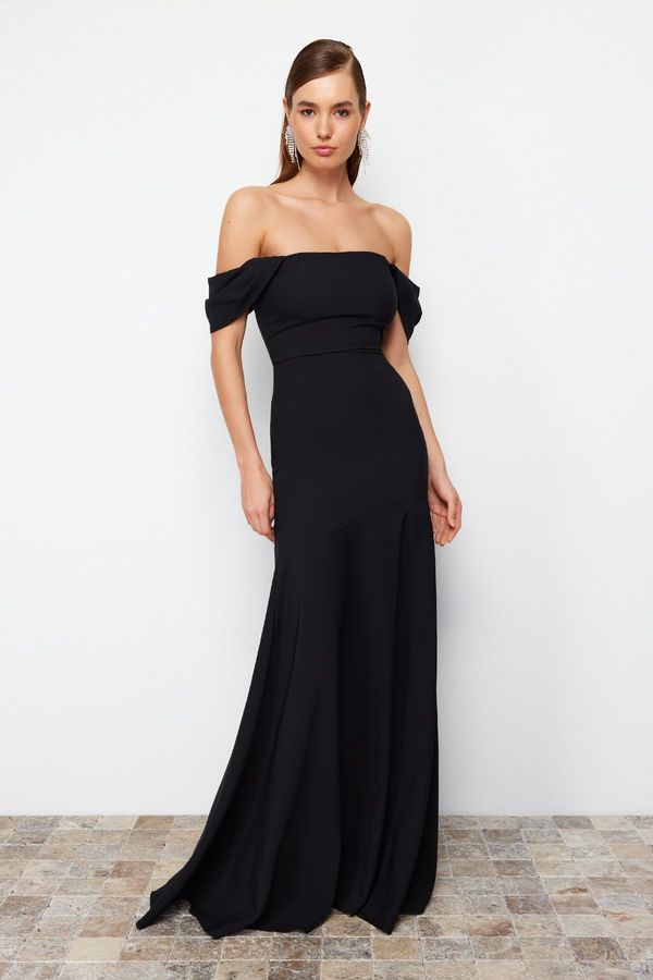 Trendyol Trendyol Black Straight Fitted Woven Evening Dress & Graduation Dress