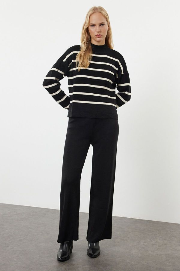 Trendyol Trendyol Black Striped Knitted Trousers Bottom-Top Set