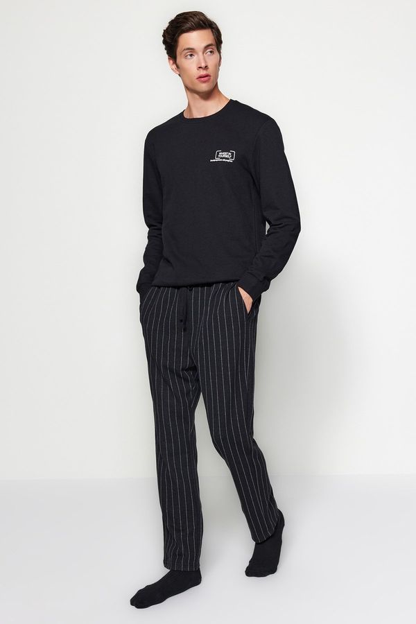 Trendyol Trendyol Black Striped Knitted Unisex Pajama Bottoms Tracksuit