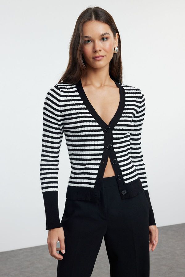 Trendyol Trendyol Black Striped Knitwear Cardigan