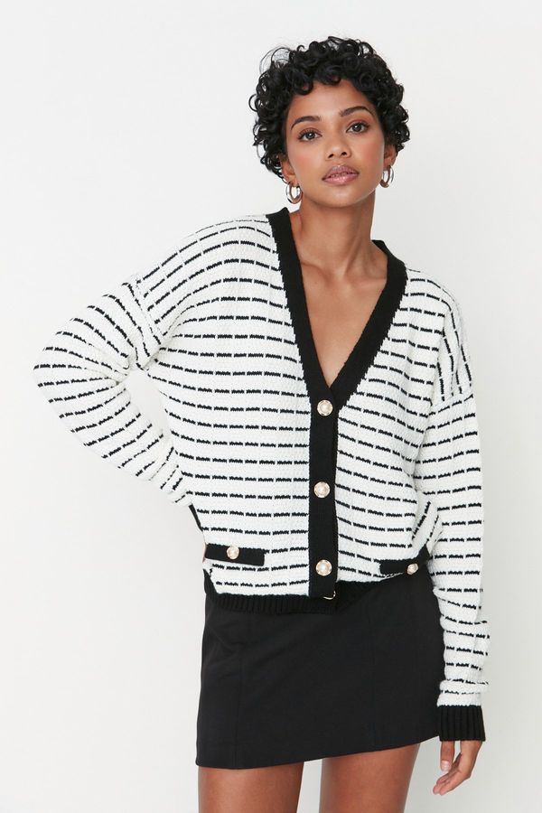 Trendyol Trendyol Black Striped Knitwear Cardigan