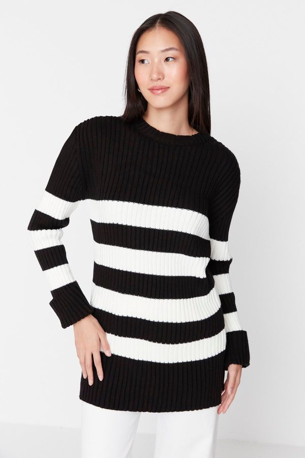 Trendyol Trendyol Black Thick Striped Ribbed Knitwear Sweater