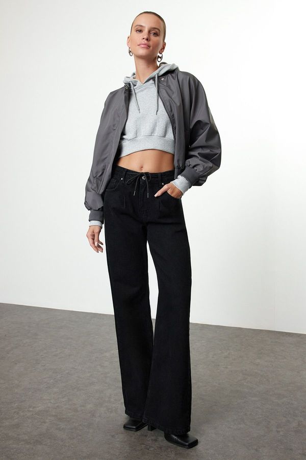 Trendyol Trendyol Black Tied High Waist Wide Leg Jeans