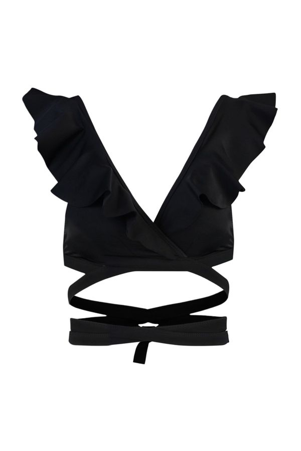 Trendyol Trendyol Black Triangle Flounce Bikini Top