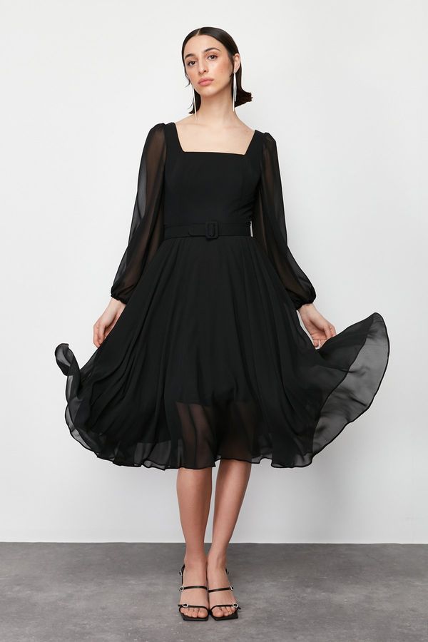Trendyol Trendyol Black Tulle Woven Elegant Evening Dress