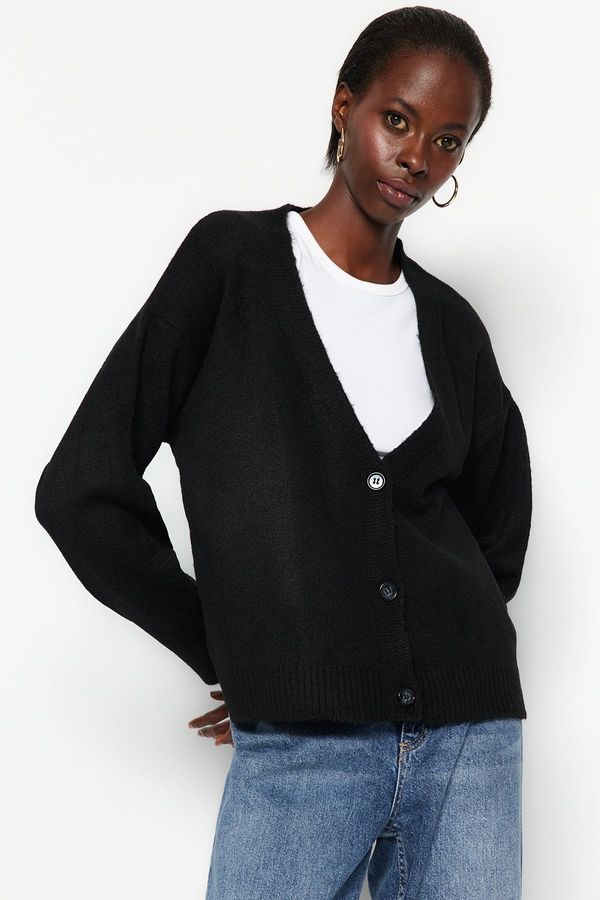 Trendyol Trendyol Black V-Neck Knitwear Cardigan