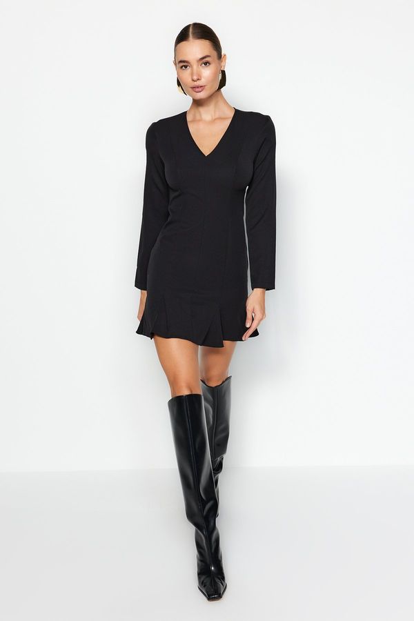 Trendyol Trendyol Black V-Neck Mini Skirt with Godelia Woven Dress