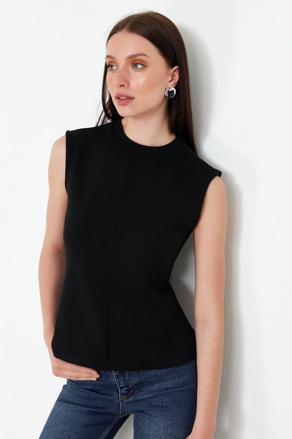 Trendyol Trendyol Black Viscose/Soft Fabric Fitted Stretchy Knitted Blouse
