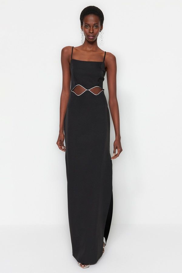 Trendyol Trendyol Black Weave Evening Dress With Window/Cut Out Detailed Evening Dress