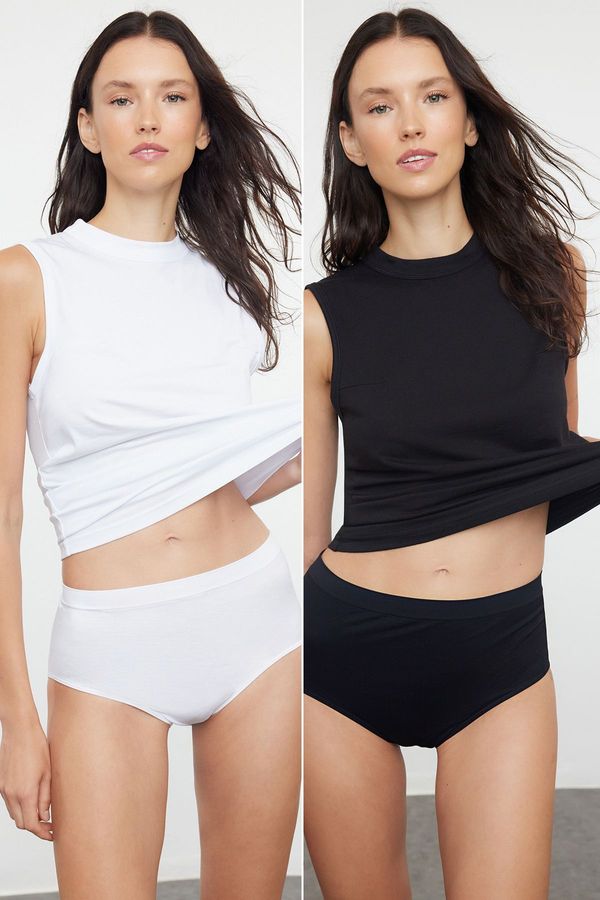 Trendyol Trendyol Black-White 2-Pack Seamless Hipster Knitted Panties