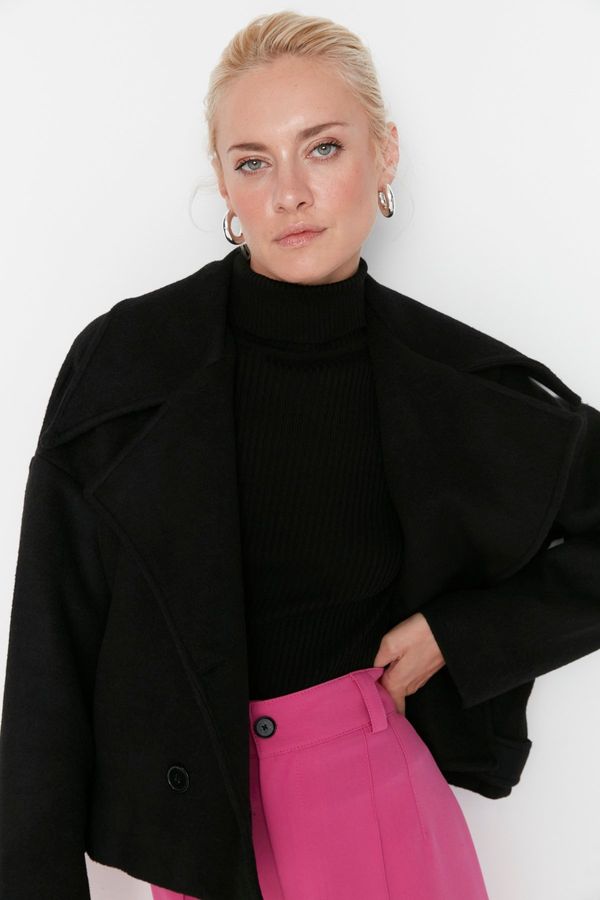 Trendyol Trendyol Black Wide-Cut Oversize Woolen Cachet Coat