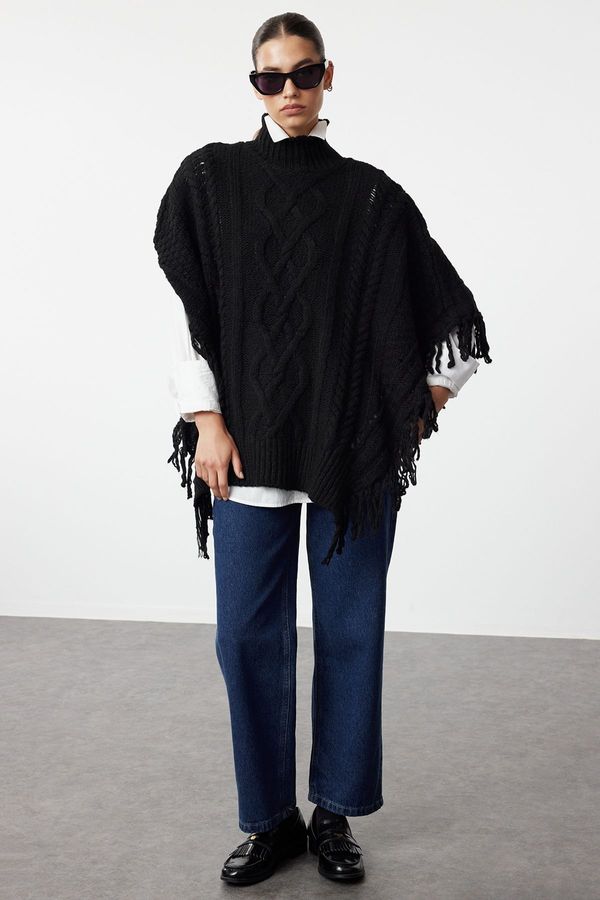 Trendyol Trendyol Black Wide Fit Knitwear Poncho