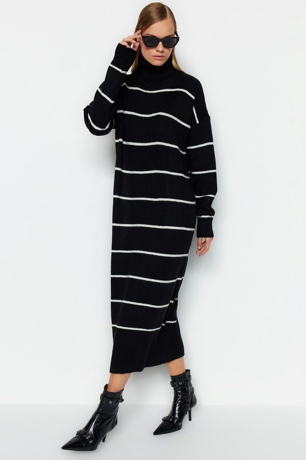 Trendyol Trendyol Black Wide Fit Maxi Knitwear Turtleneck Dress