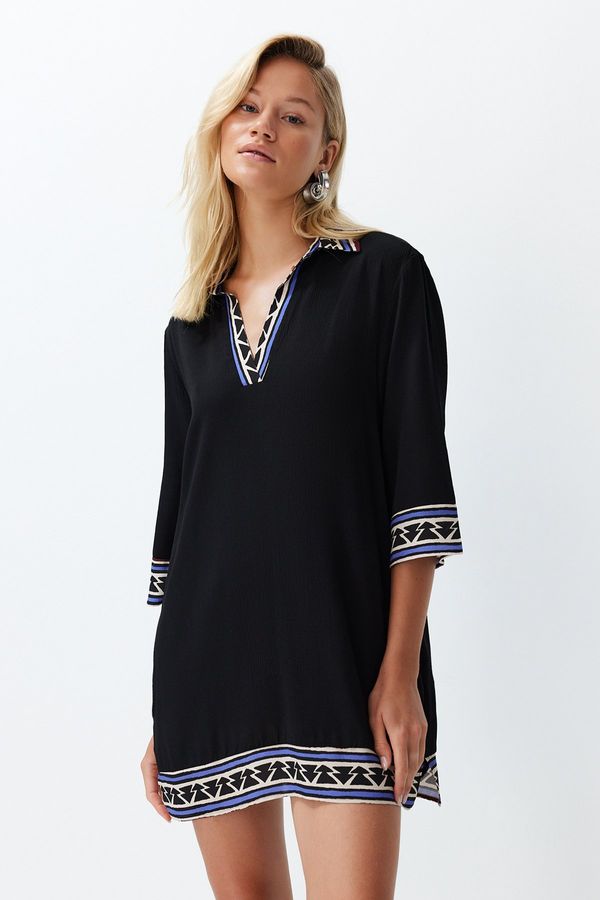 Trendyol Trendyol Black Wide Fit Mini Woven Beach Dress