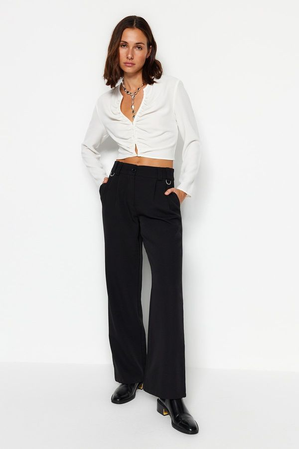 Trendyol Trendyol Black Wide Leg Accessory Detailed Woven Trousers