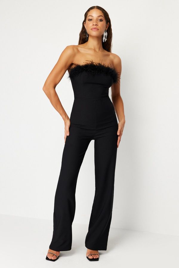 Trendyol Trendyol Black Wide Leg Knitted Woven Jumpsuit