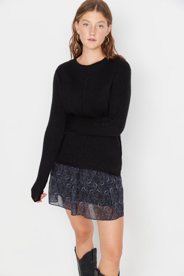 Trendyol Trendyol Black Wool Knitted Detailed Knitwear Sweater