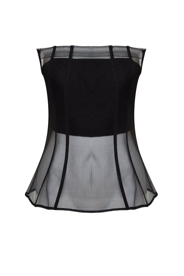 Trendyol Trendyol Black Woven Corset Detailed Organza Bustier