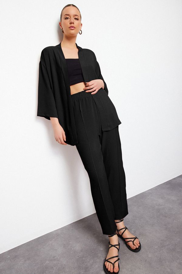 Trendyol Trendyol Black Woven Kimono Trousers Two Piece Set