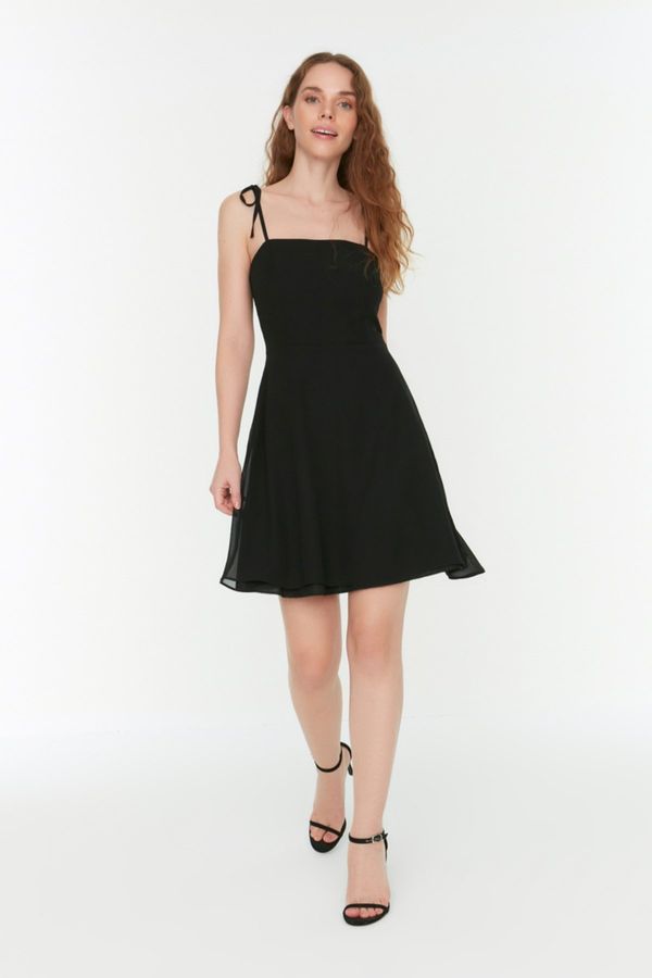 Trendyol Trendyol Black Woven Lined Chiffon Strap Mini Woven Dress
