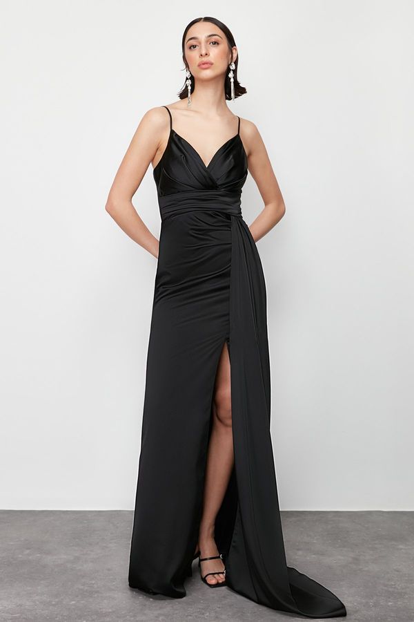 Trendyol Trendyol Black Woven Long Evening Evening Dress