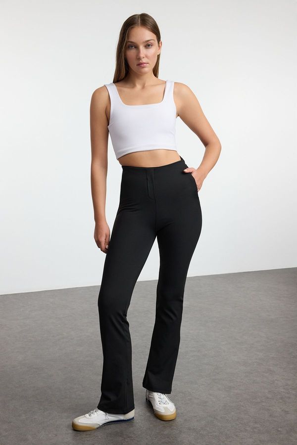 Trendyol Trendyol Black Zippered Pocket Detailed Full Length Knitted Sports Trousers