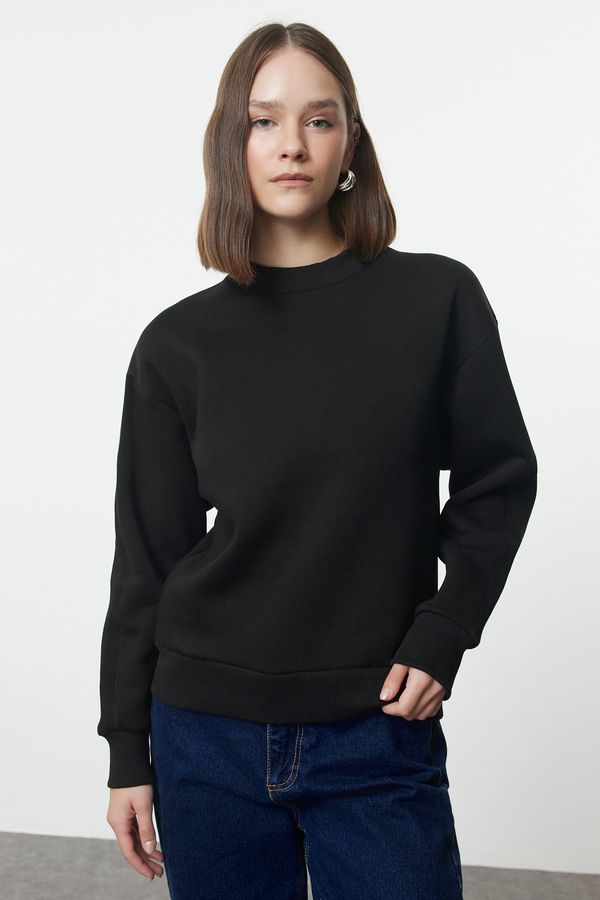 Trendyol Trendyol Black*001 Washable Relaxed/Comfortable Fit Knitted Sweatshirt