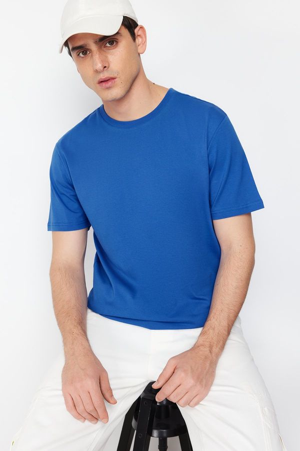 Trendyol Trendyol Blue Basic 100% Cotton Regular/Regular Fit Crew Neck T-Shirt