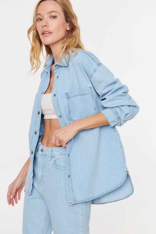 Trendyol Trendyol Blue Basic Denim Shirt