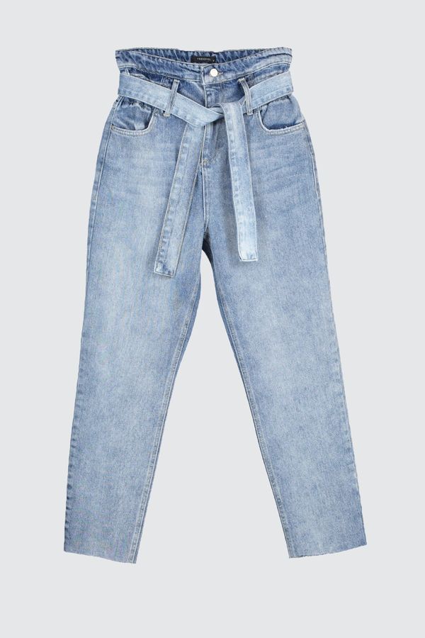 Trendyol Trendyol Blue Belt Super High Waist Mom Jeans