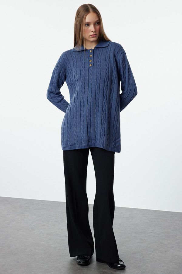 Trendyol Trendyol Blue Braided Knitwear Sweater