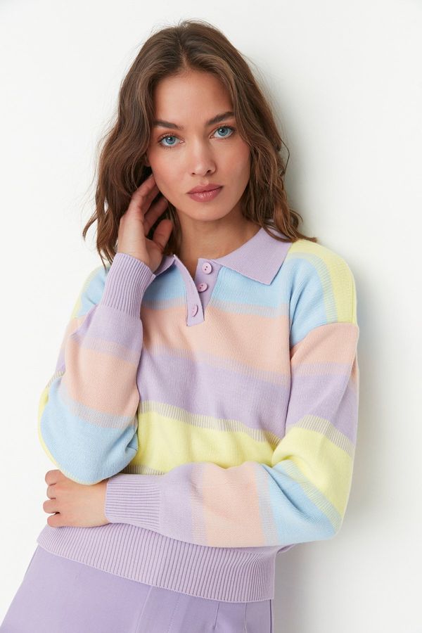 Trendyol Trendyol Blue Color Block Knitwear Sweater