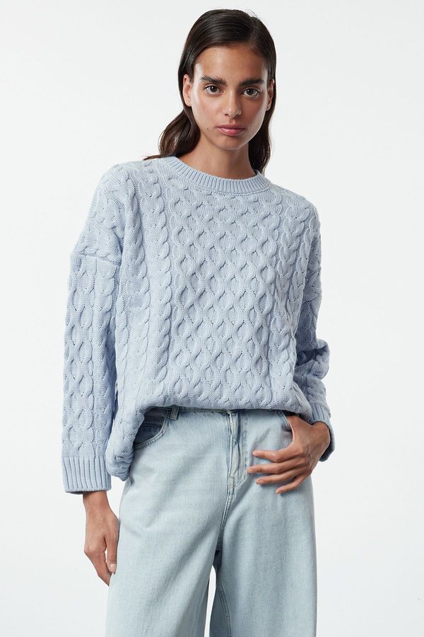 Trendyol Trendyol Blue Crew Neck Hair Knitted Sweater